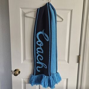 NWT Coach Varsity Logo Knit Scarf- Deep Blue